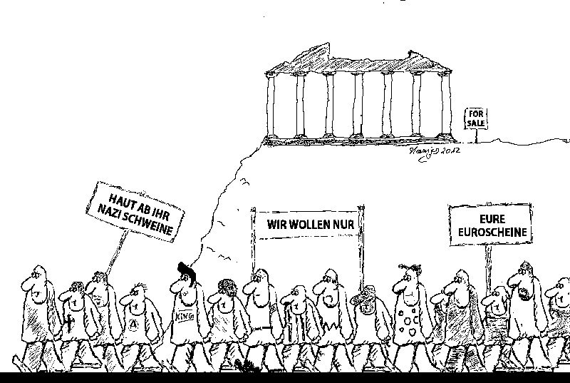 Cartoon: Griechen Demo 1