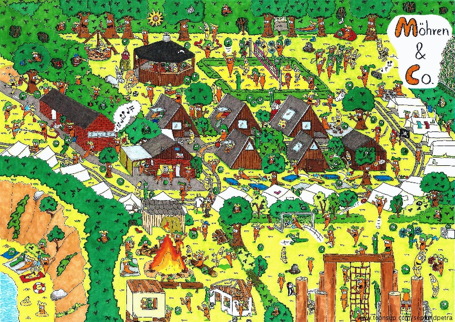Rate- / Wimmelbild: Zeltlagerleben 1