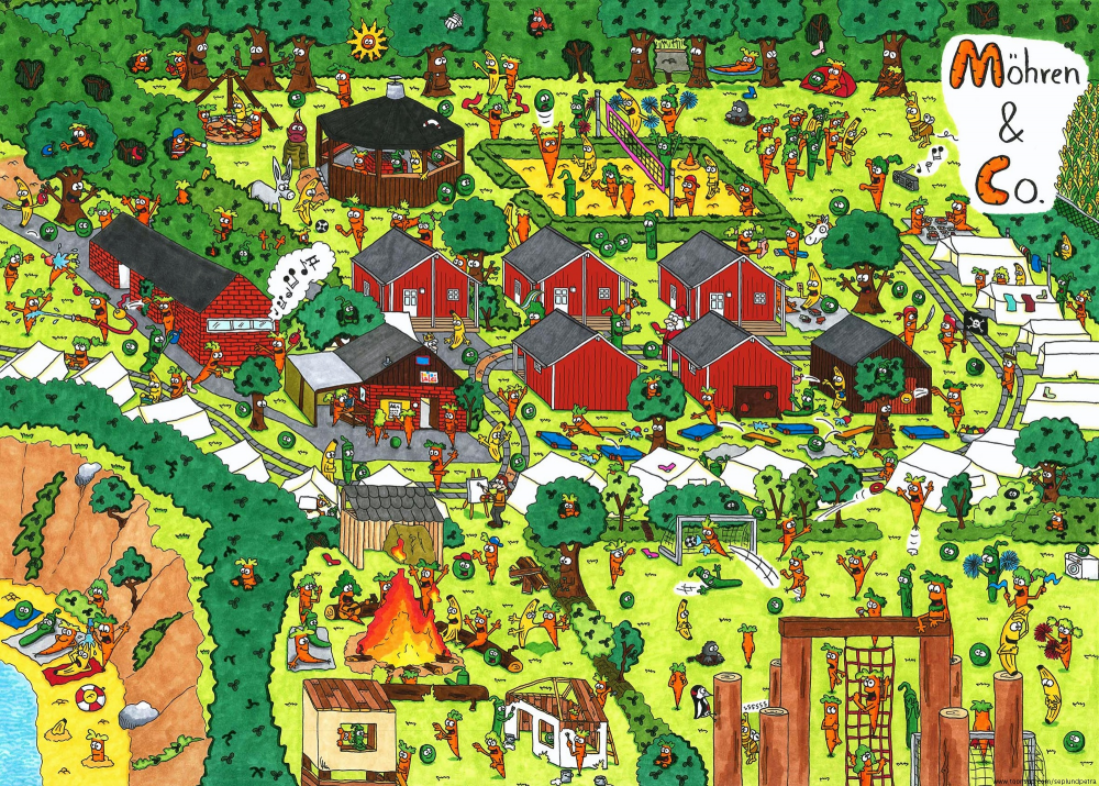 Rate- / Wimmelbild: Zeltlagerleben 2