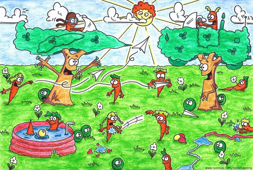 Rate- / Wimmelbild: Auf der grünen Wiese 1