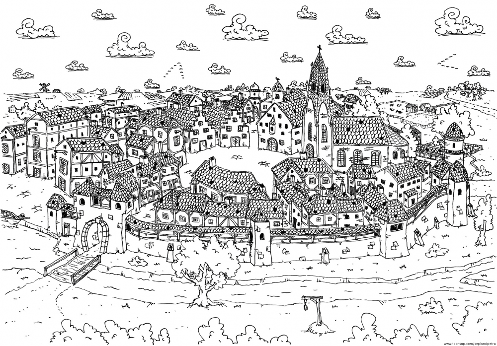 Illustration: mittelalterliche Stadt 1