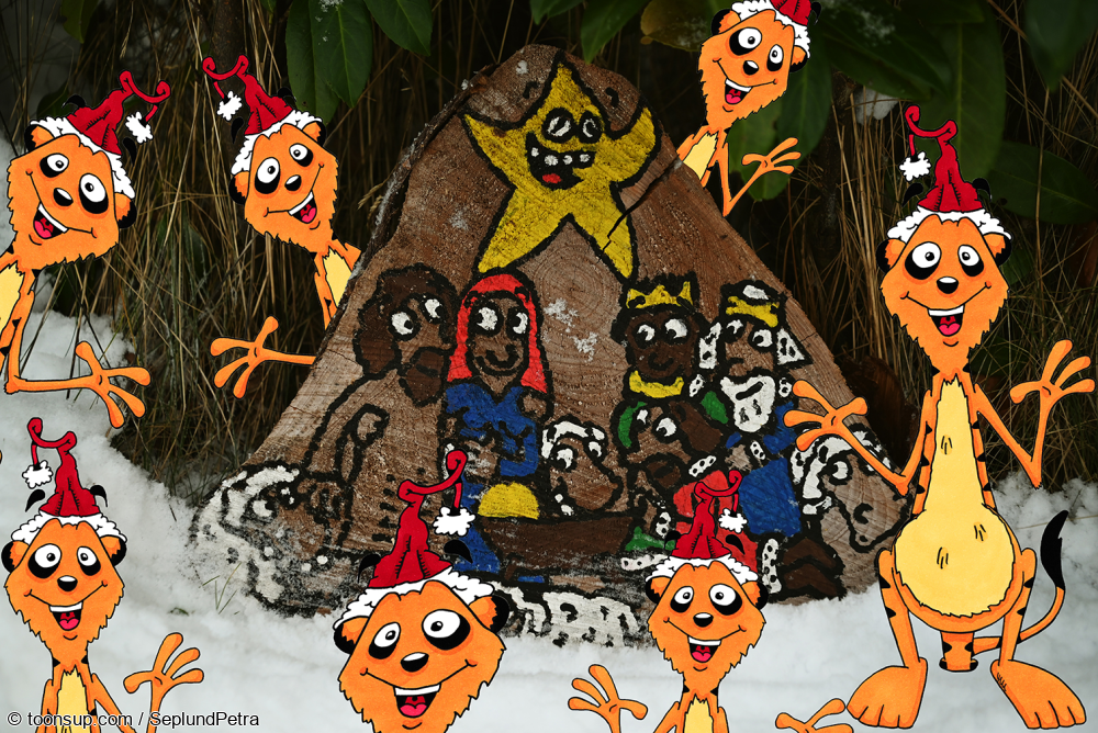 Cartoon: Weihnachtkrippe mit Gästen 1