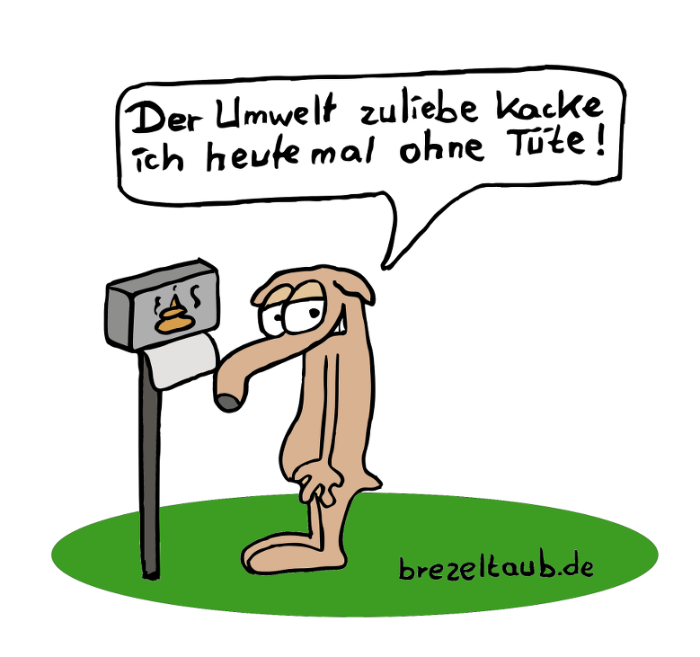 Cartoon: Hundekotbeutel - Kacke in Plastik 1