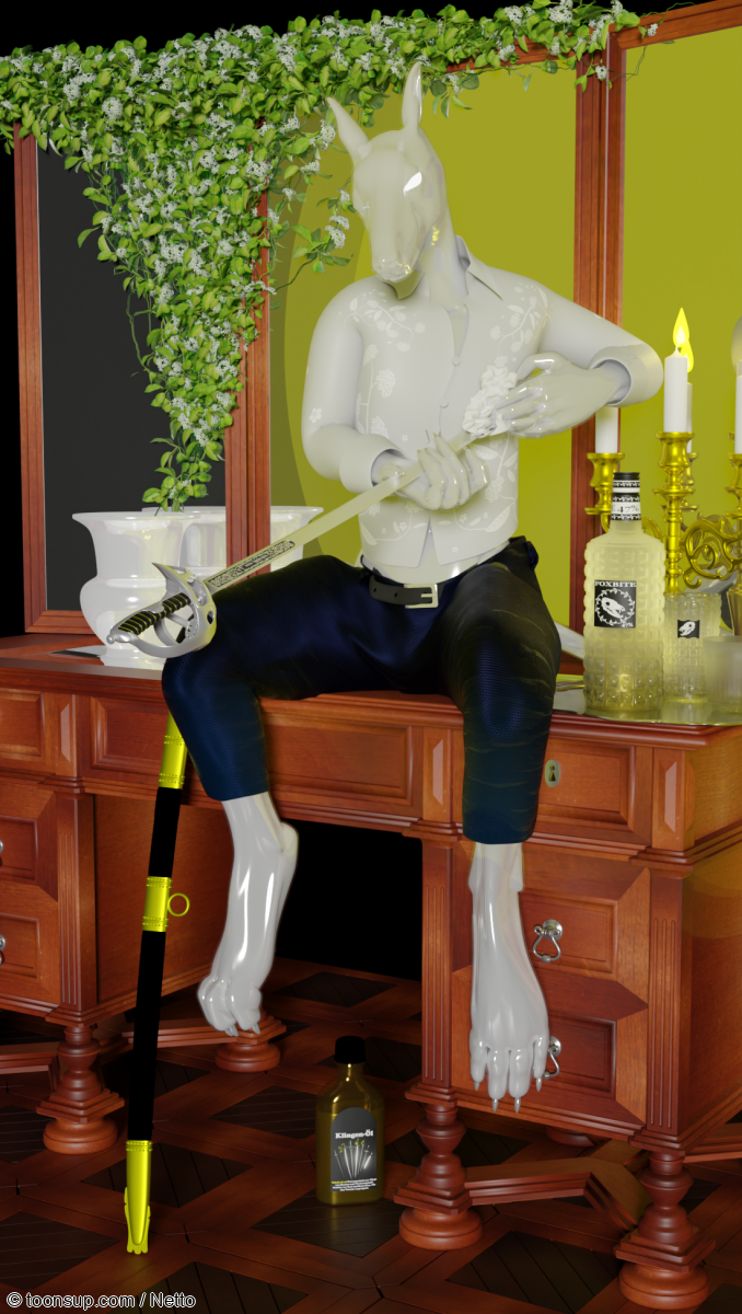 Concept Art / Character Design: Porzelanwindhund mit Husarensäbel 1