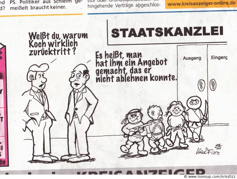 Cartoon: Der wahre Grund für Kochs Rücktritt 1