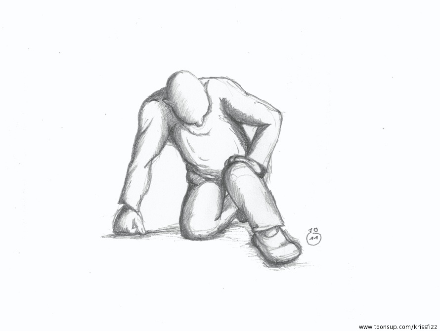 Illustration: Kniender Mann 1