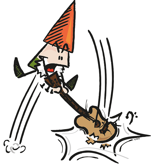 Illustration: Sebasstian der Bass spielende Zwerg 1
