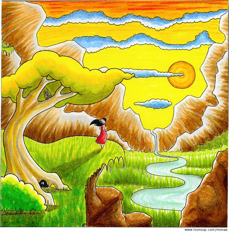 Illustration: She´s looking in the distance... 1