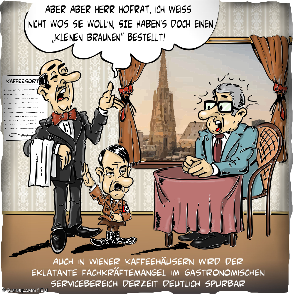 Cartoon: Herr Ober, aan klaanen Braunen bitt`schön 1