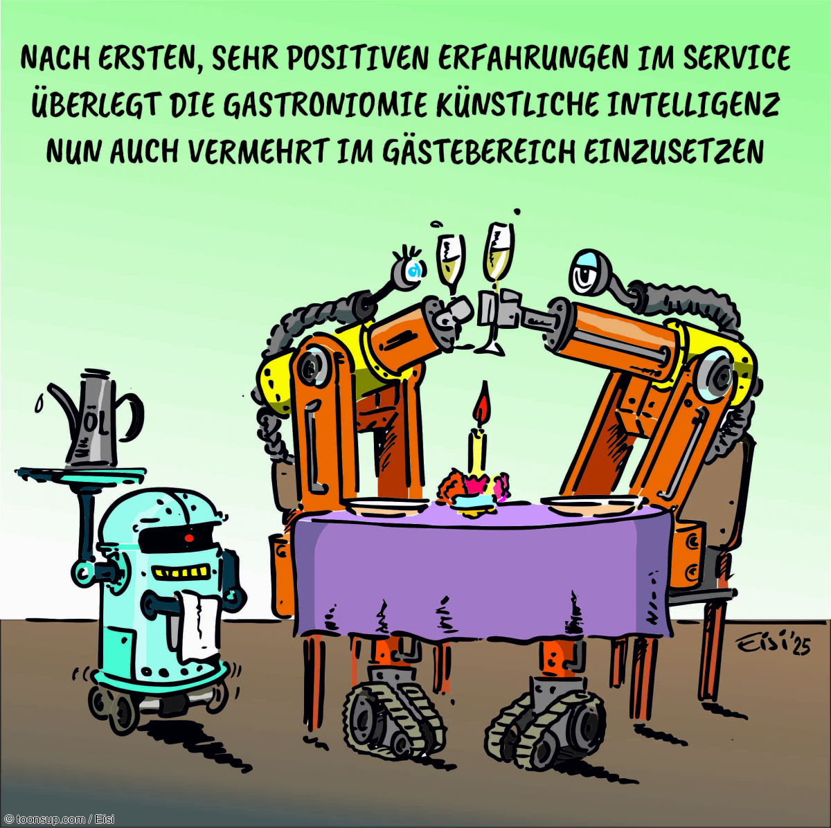 Karrikatur: KI in der Gastronomie 1