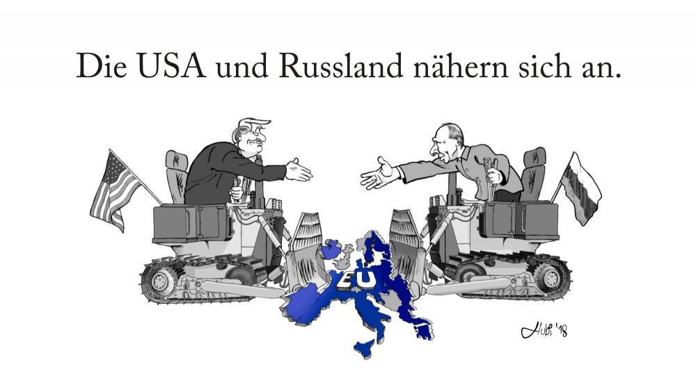 Caricature: Die USA und Russland nähern sich an 1
