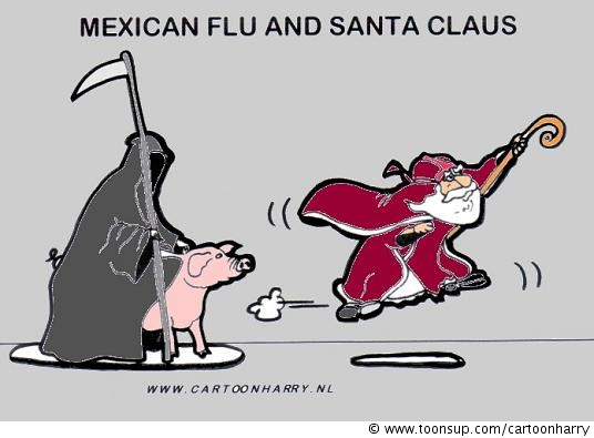 Cartoon: Mexican Flu and Santa Claus 1