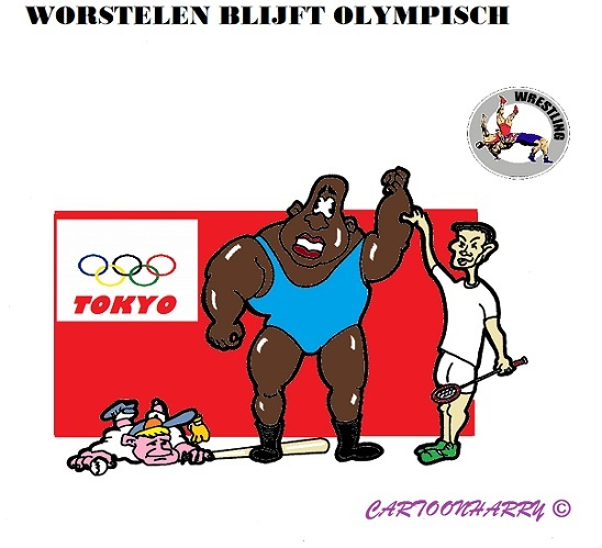 Cartoon: Worstelen 1