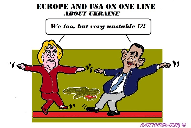 Caricature: Mrkel and Obama 1
