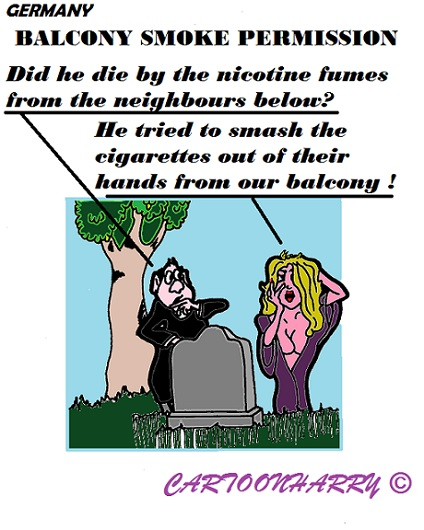 Cartoon: Balcony Smoking in Germany 1