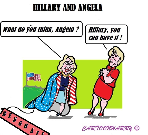Caricature: Hillary and Angela 1