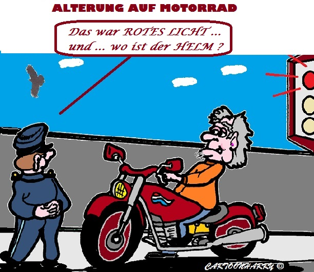 Cartoon: Alterung aufs Motorrad 1