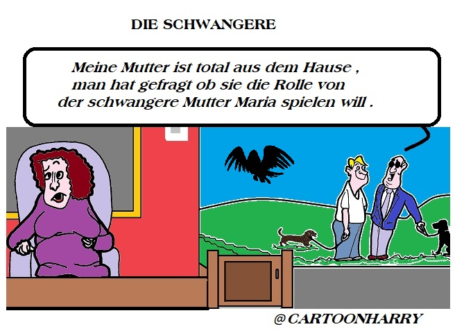 Cartoon: Schwangere Mutter Maria 1