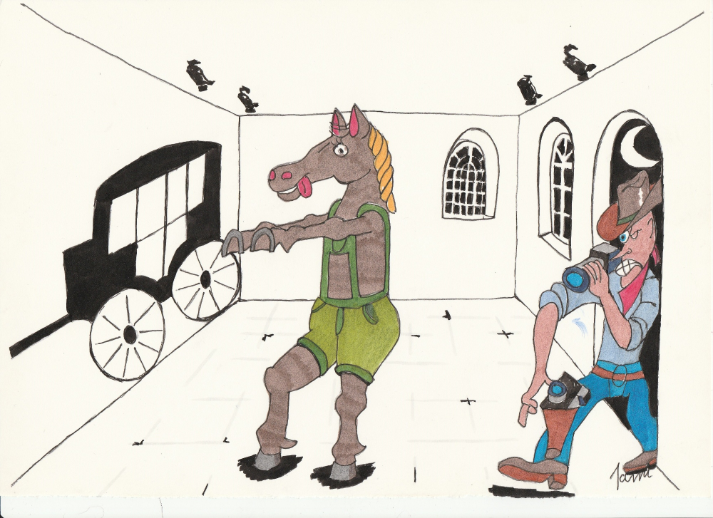 Cartoon: Nachts im Kutscherhaus 1