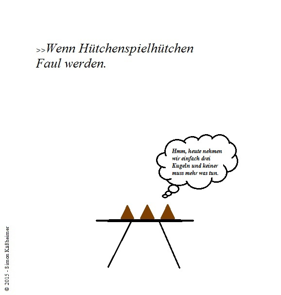 Cartoon: Faule denkende Hütchenspielhütchen 1