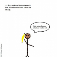 Neandertaler mit Handy
