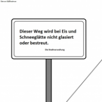Schneewarnschild im Winter 2016