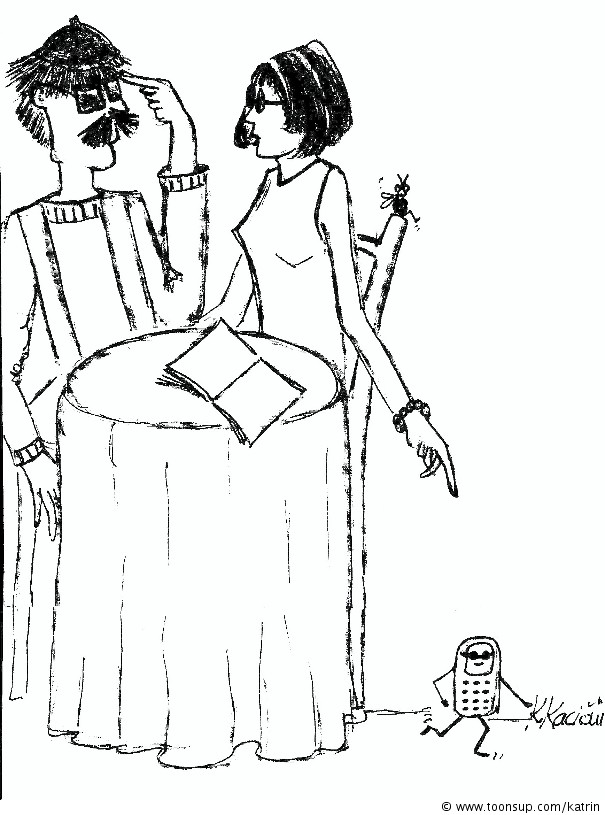 Illustration: ' ... mein Handy geht gerade ! 1