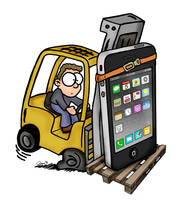 Cartoon: Staplerfahrer mit iPhone 1