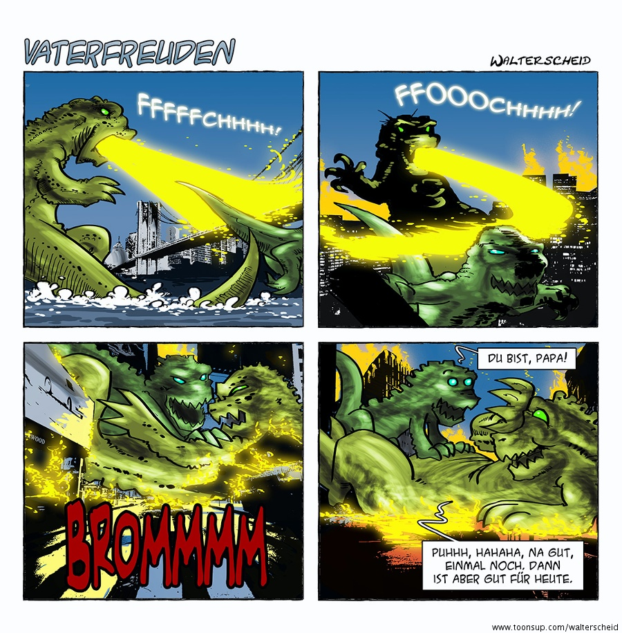 Cartoon: Vaterfreuden #6: Godzilla 1