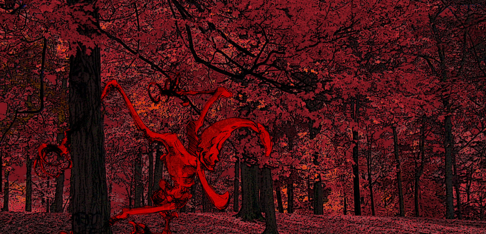 Illustration: Mr. Moonshoon is betweeen the trees 1