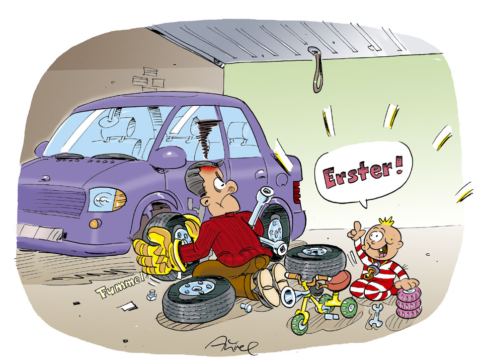 Cartoon: Blitzreifenwechsel 1