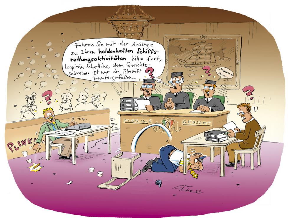 Cartoon: Costa Concordia-Prozeß 1