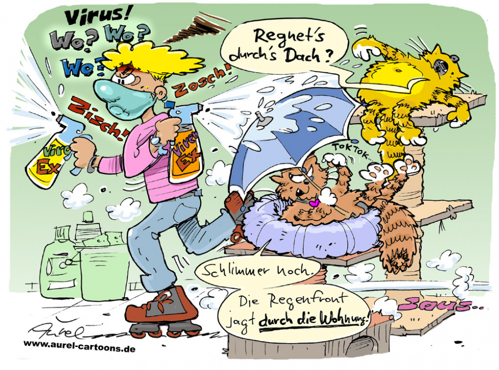Cartoon: Desinfektions-Hysterie 1