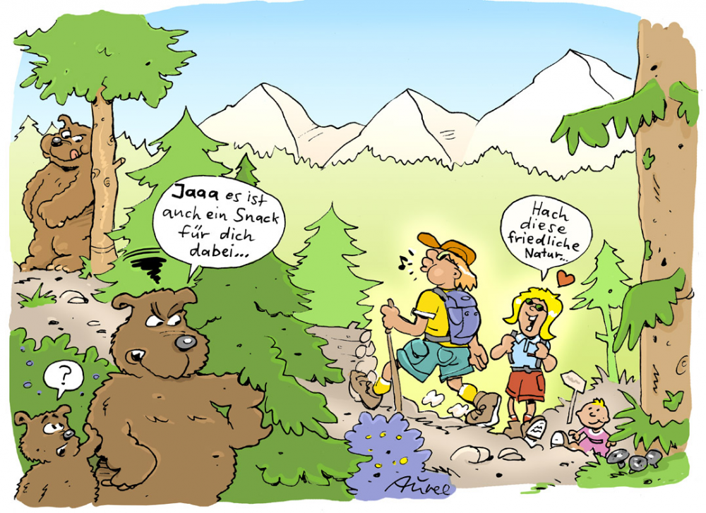 Cartoon: Obacht beim Alpenspaziergang! 1