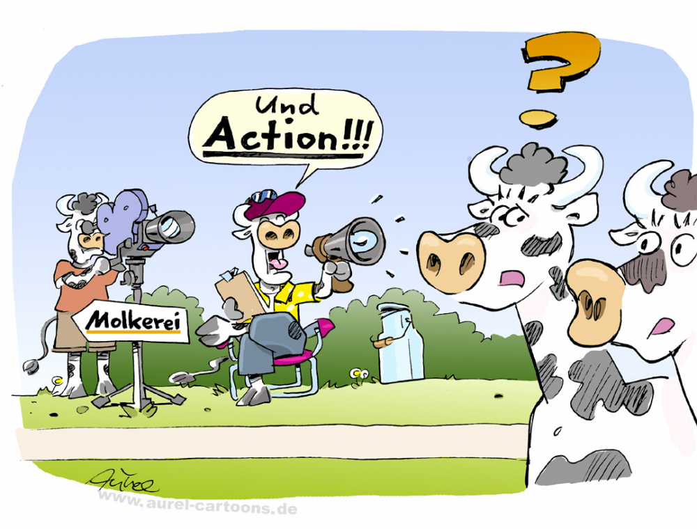 Cartoon: Stanley Kuhbrick am Set von 'Wege zum Rahm' 1