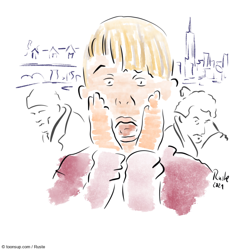 Caricature: Kevin allein … 2