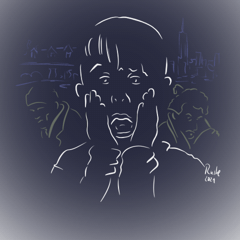 Caricature: Kevin allein … 4