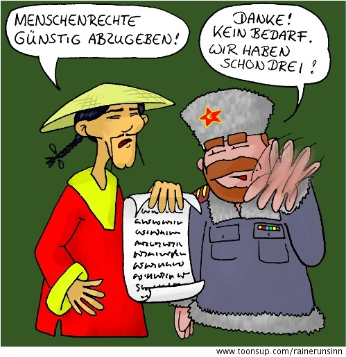 Cartoon: Menschenrechte abzugeben 1