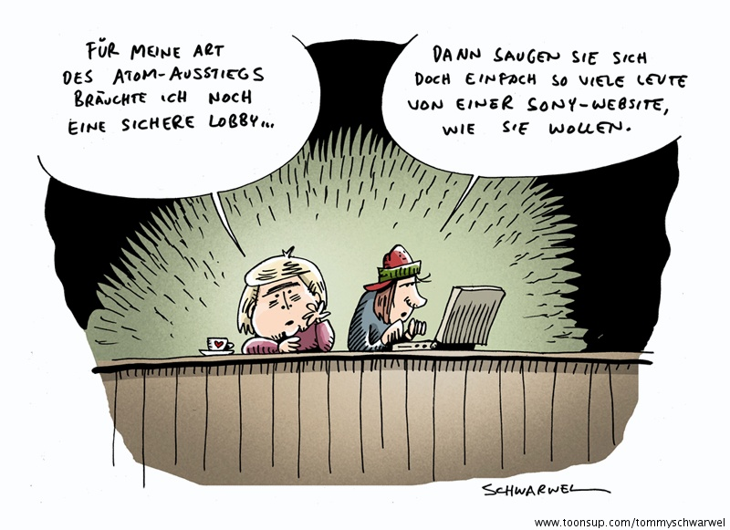 Karrikatur: Atomlobby und Sony-Datenklau 1