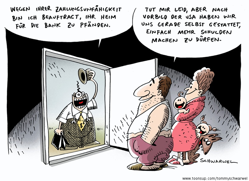 Caricature: USA-Pleite 1