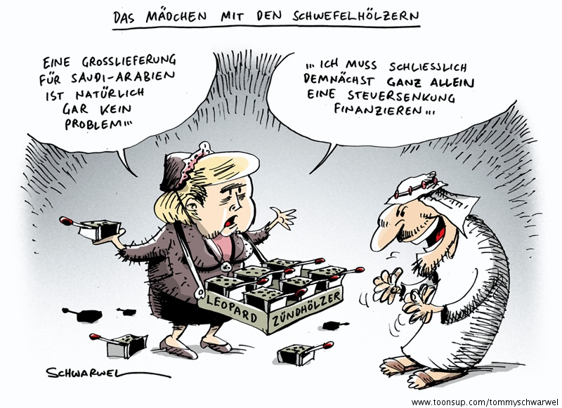 Karrikatur: Panzerexport Saudi-Arabien Merkel 1