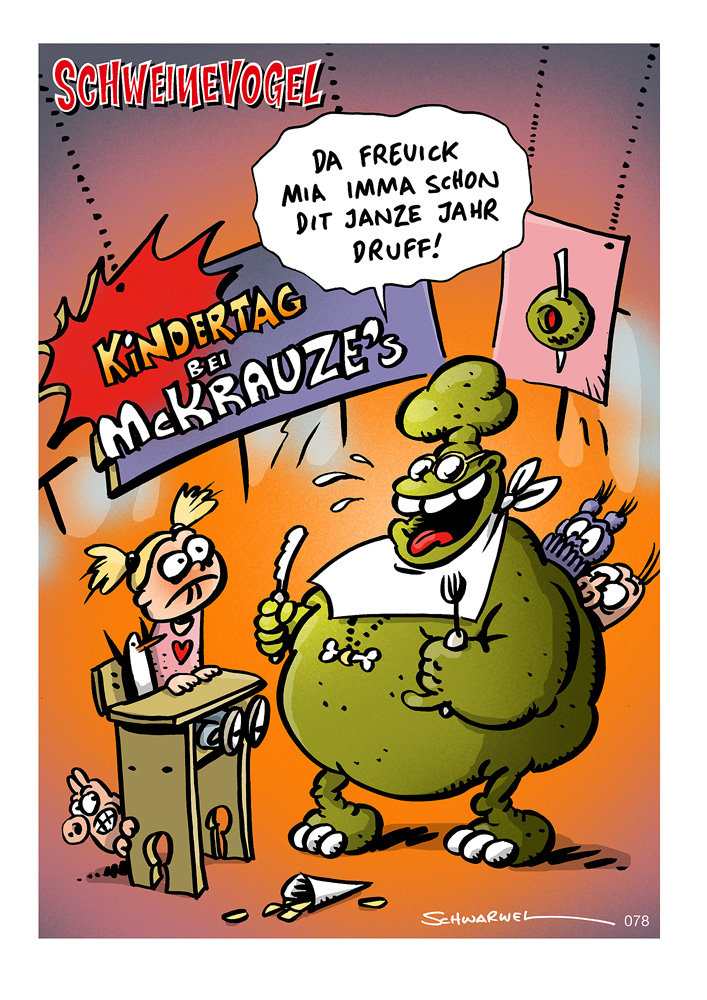 Cartoon: Schweinevogel Kindertag 1
