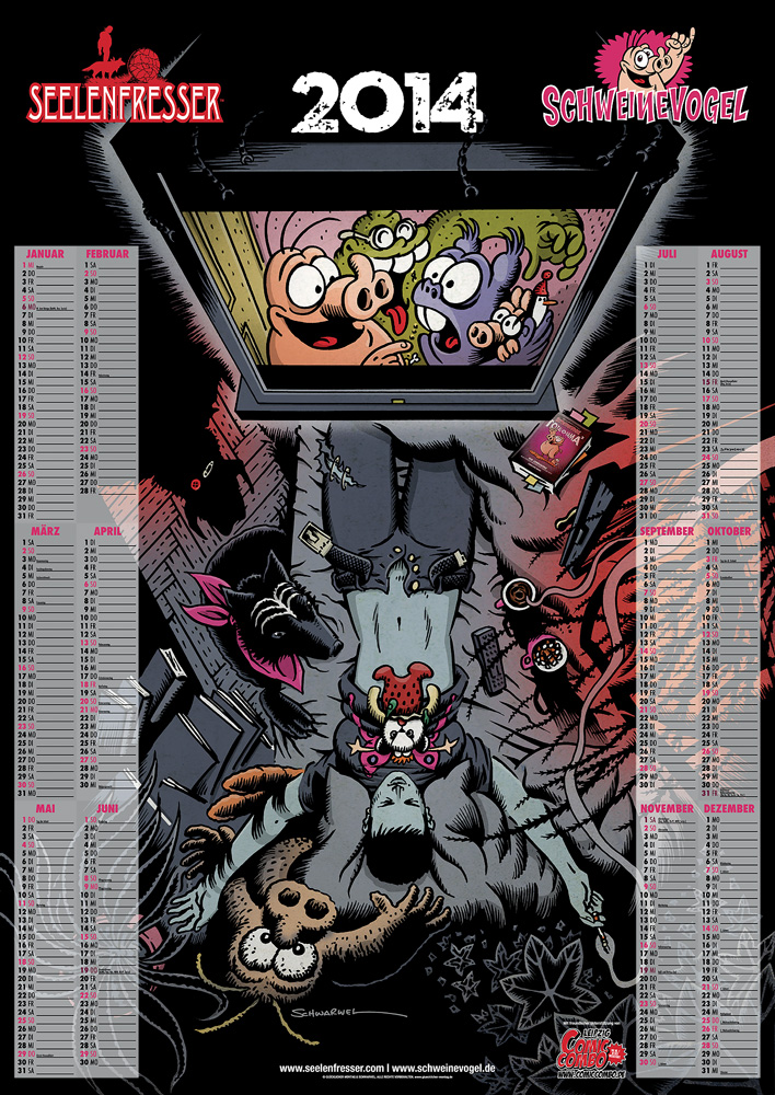 Illustration: SCHWEINEVOGEL-SEELENFRESSER-POSTERKALENDER 2014 1