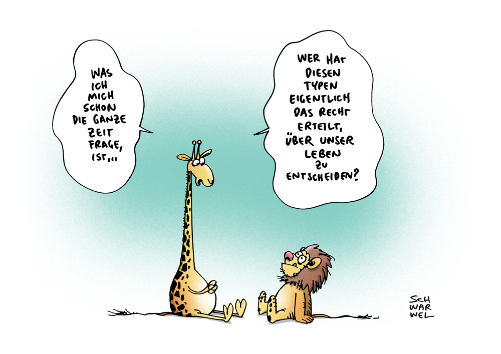 Karrikatur: Giraffentod im Zoo von Kopenhagen 1