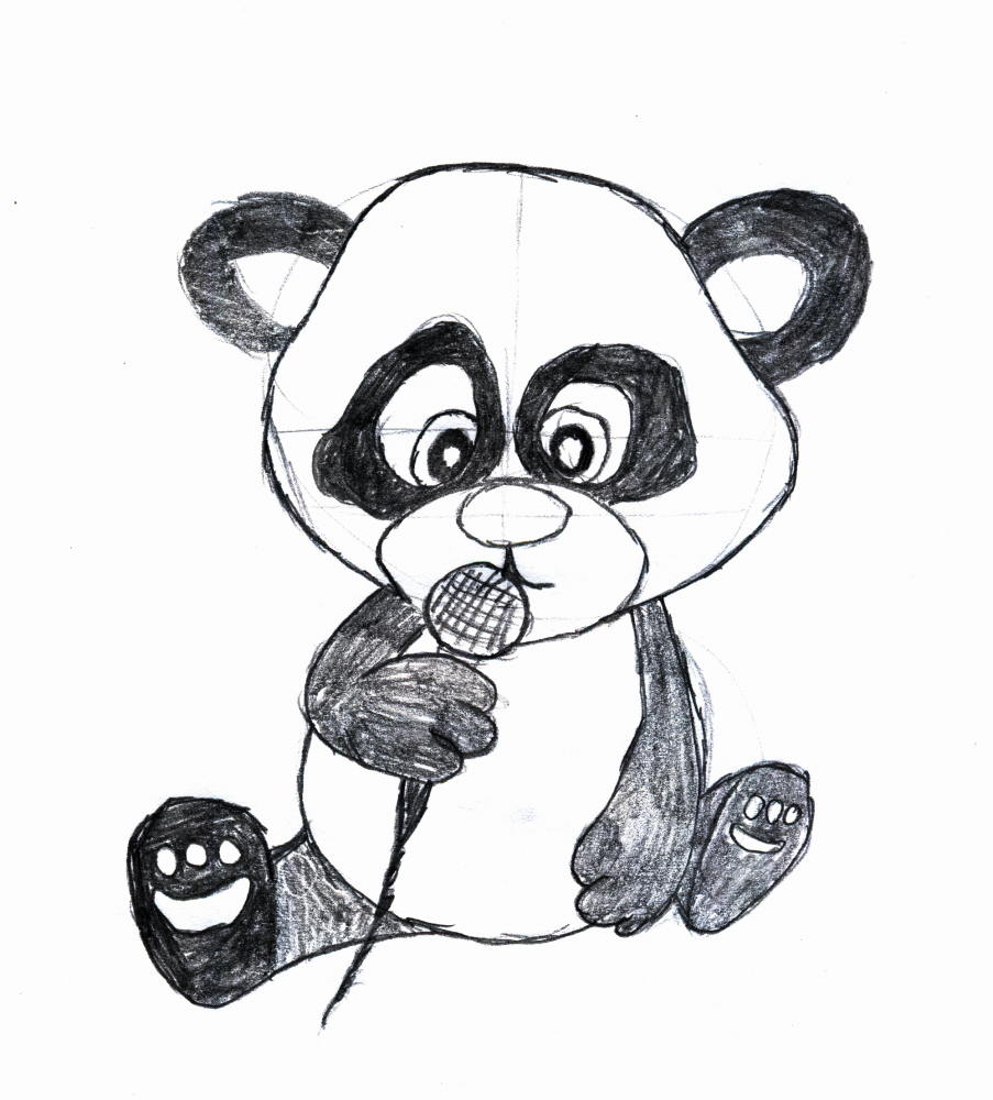 Concept Art / Character Design: Panda am Mikrophon 1
