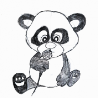 Panda am Mikrophon