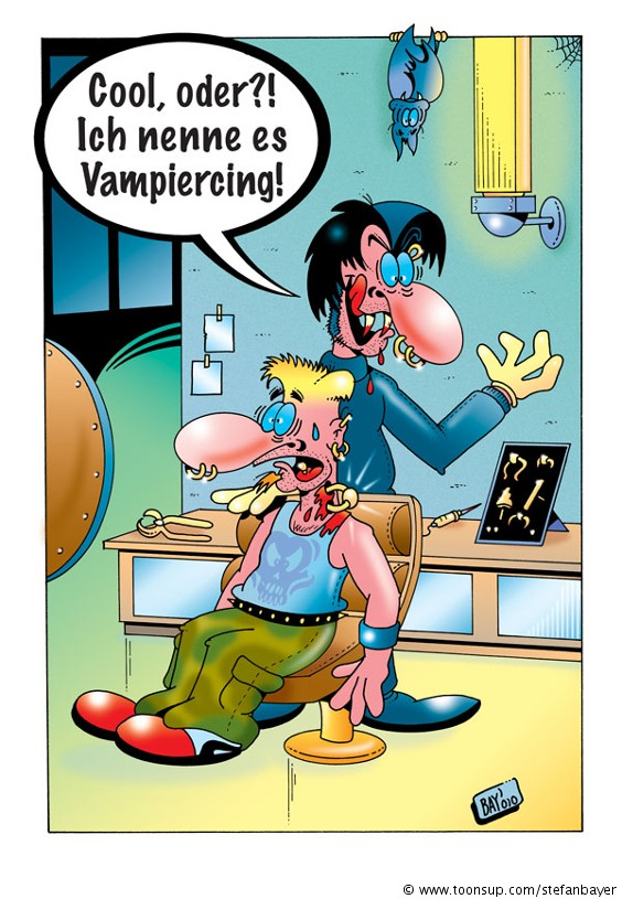 Cartoon: Cartoon von Stefan Bayer: Piercing mit Biss! 1