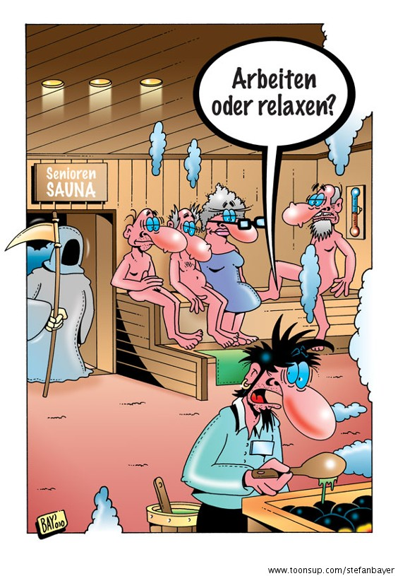 Cartoon: Cartoon von Stefan Bayer: Seniorensauna 1