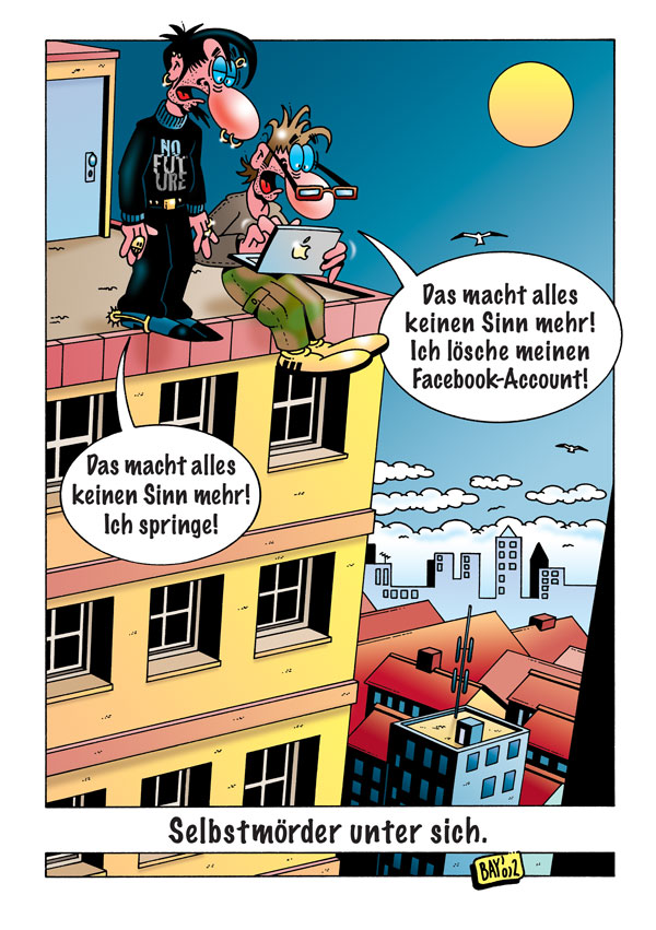 Cartoon: Cartoon von Stefan Bayer: Selbstmörder unter sich 1