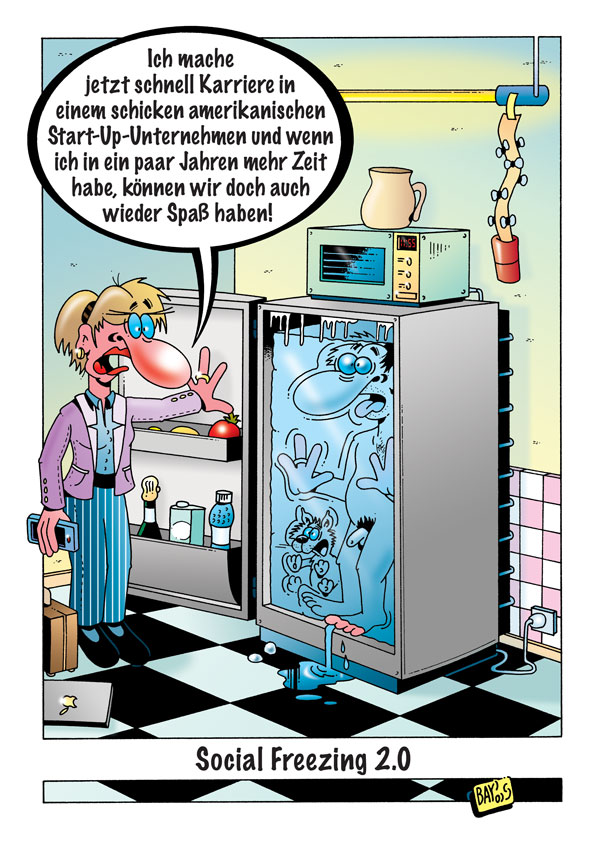 Cartoon: Cartoon von Stefan Bayer: Social Freezing 2.0 1